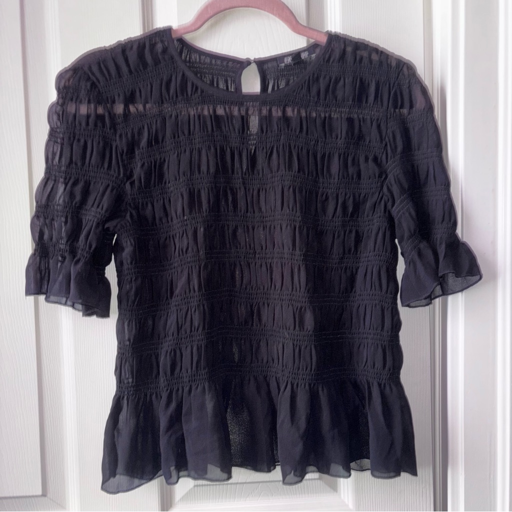 Express Black Ruffle Blouse